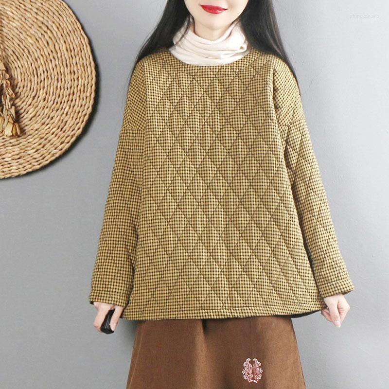 

Harajuku Girls Cotton And Linen Coat Women's Winter 2022 Retro Plaid Short Jacket Casual Cloak O-neck Pullover Tops F1111 Phin22, Yellow