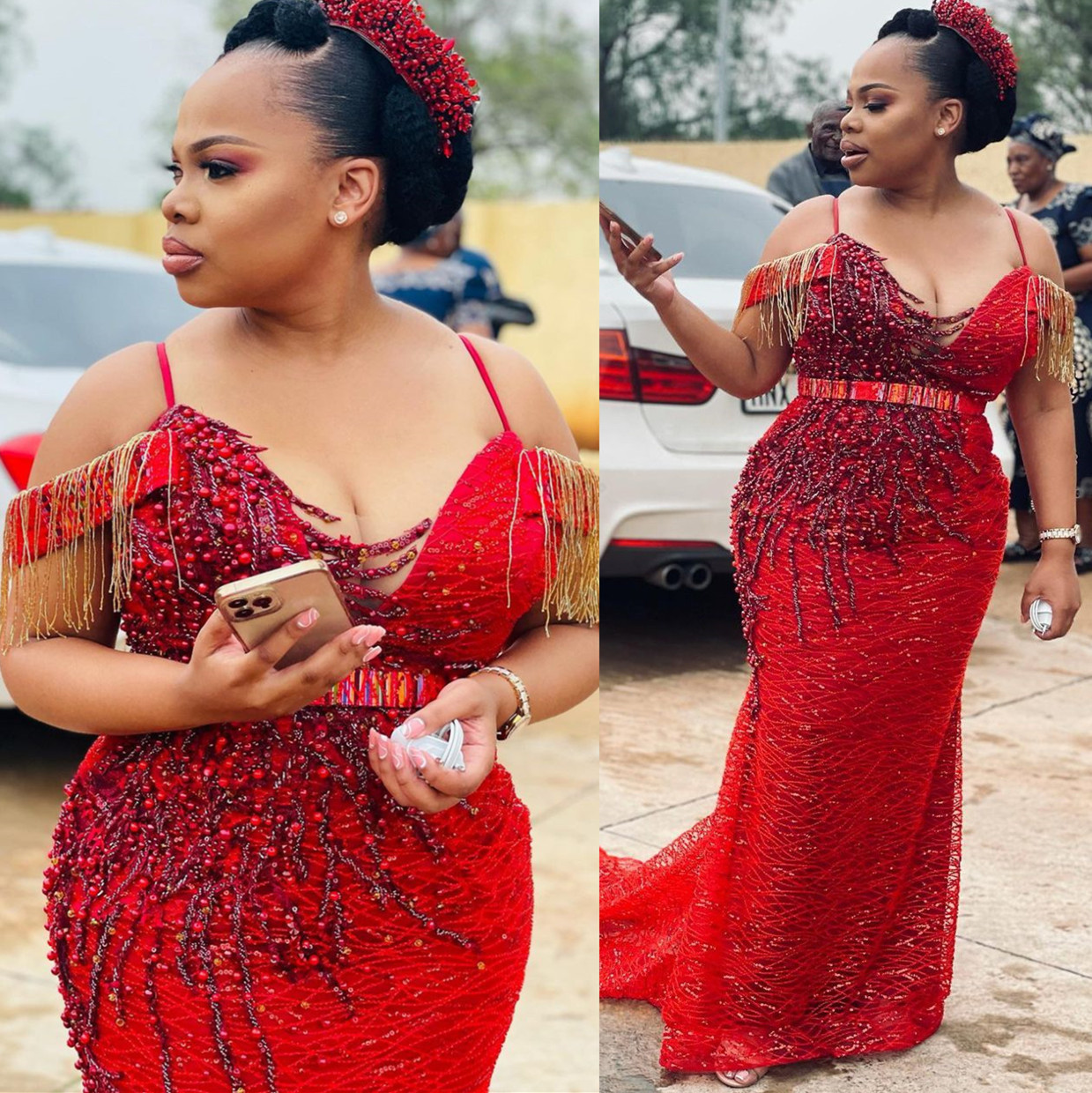 

2022 Plus Size Arabic Aso Ebi Red Luxurious Mermaid Prom Dresses Beaded Pearls Evening Formal Party Second Reception Birthday Engagement Gowns Dress ZJ336, Hunter