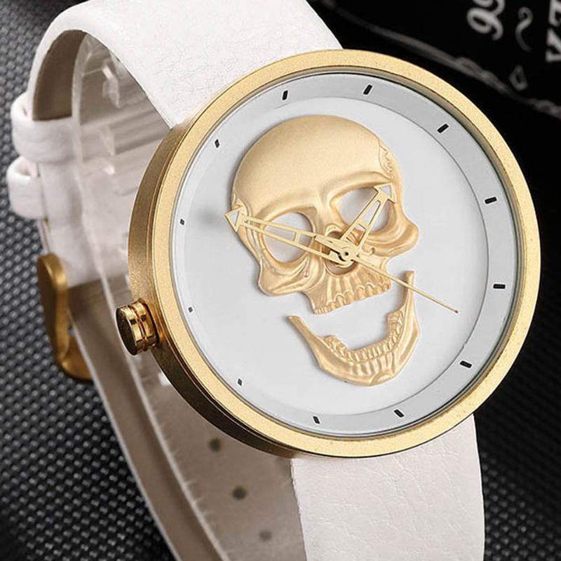 

Wristwatches 3D Watch Men Women Stainless Steel Unisex Black White Gold Steampunk Watches Ladies Reloj Male Sculpture Clock Mexic, Men 1