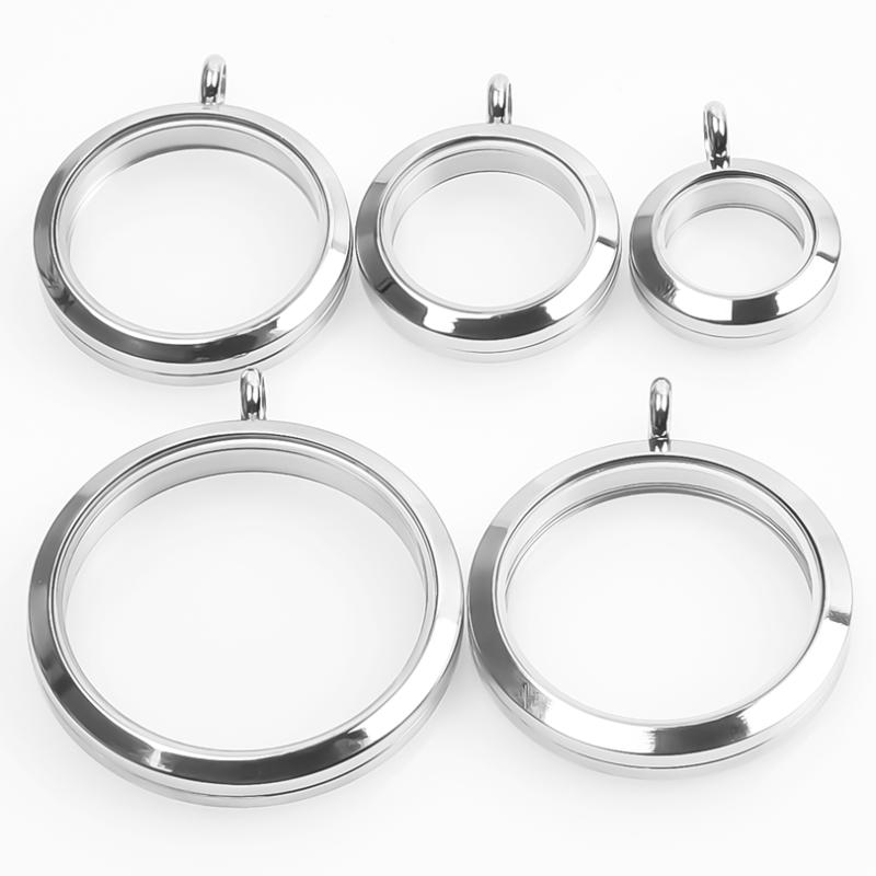 

Pendant Necklaces 1Pc Stainless Steel Round Glass Po Medaillon Memory Locket Floating Relicario Charms Women JewelryPendant