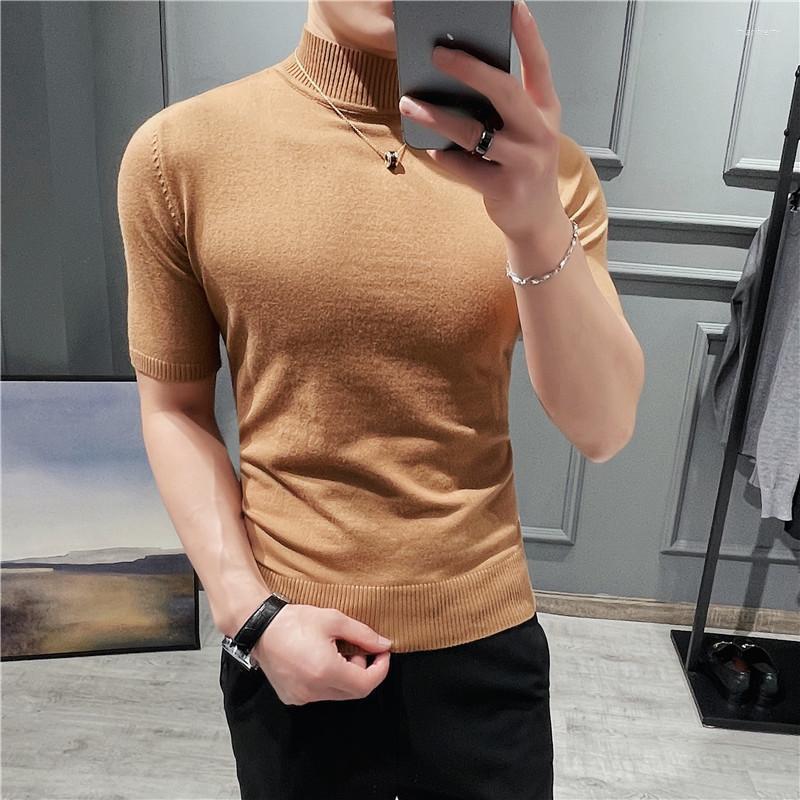 

Men's Sweaters Brand Clothing Men Autumn High Quality Short-Sleeved Sweaters/Male Slim Fit Collar Casual Knit Shirt S-3XLMen's Mari22, Black