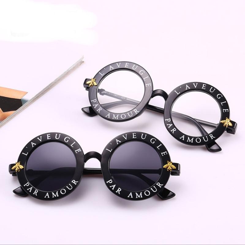 

Sunglasses Fashion Unisex Round Retro Women English Letters Bee Sun Men Glasses Vintage Circle ClassicSunglasses