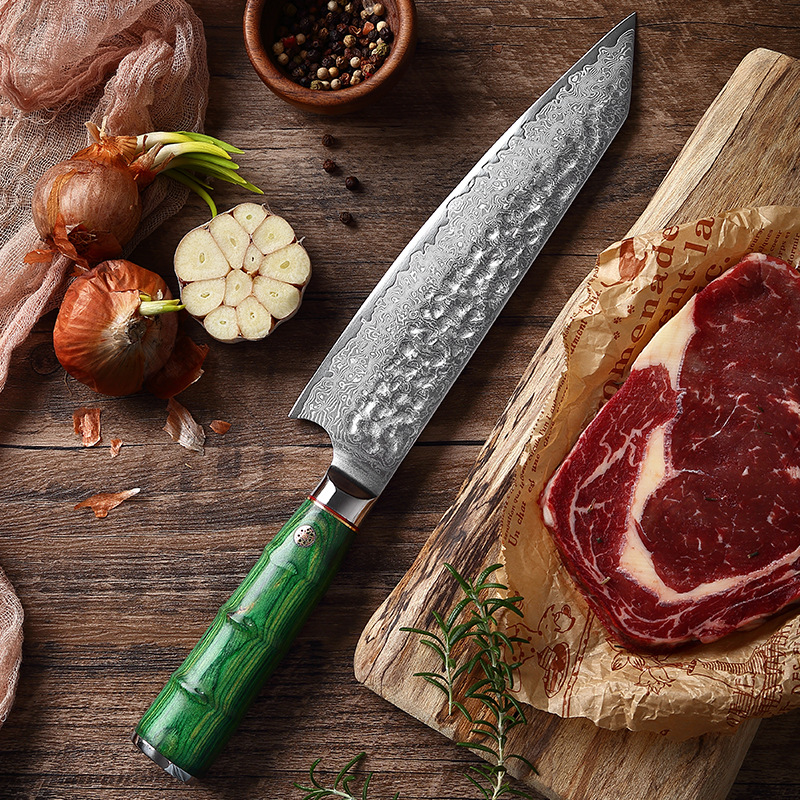 

Chef Knife 67 Layer Damascus steel Hammering Kitchen Knives Utility knife Slicing Meat Cleaver Chopping Butcher Knife