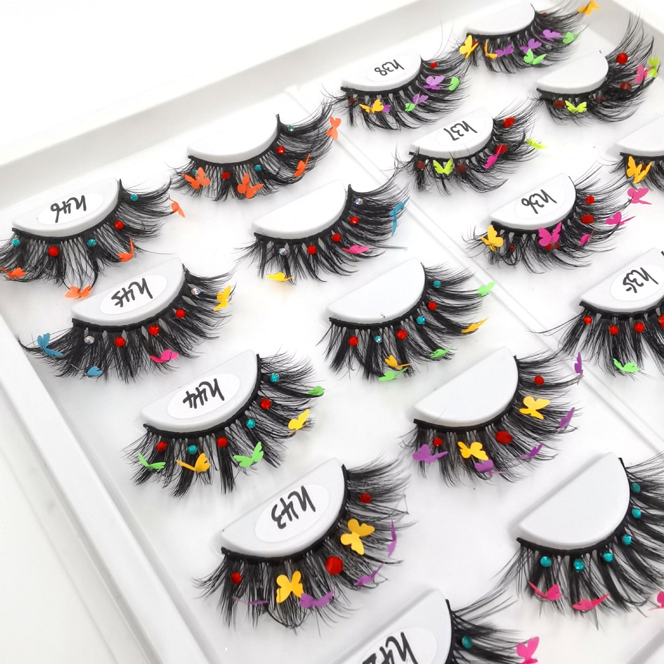 

Eyelashes Colorful Gileter Eye Lashes Natrual Long Eyelash Makeup Tools Soft Fluffy Fake Lash Extension Wholesale