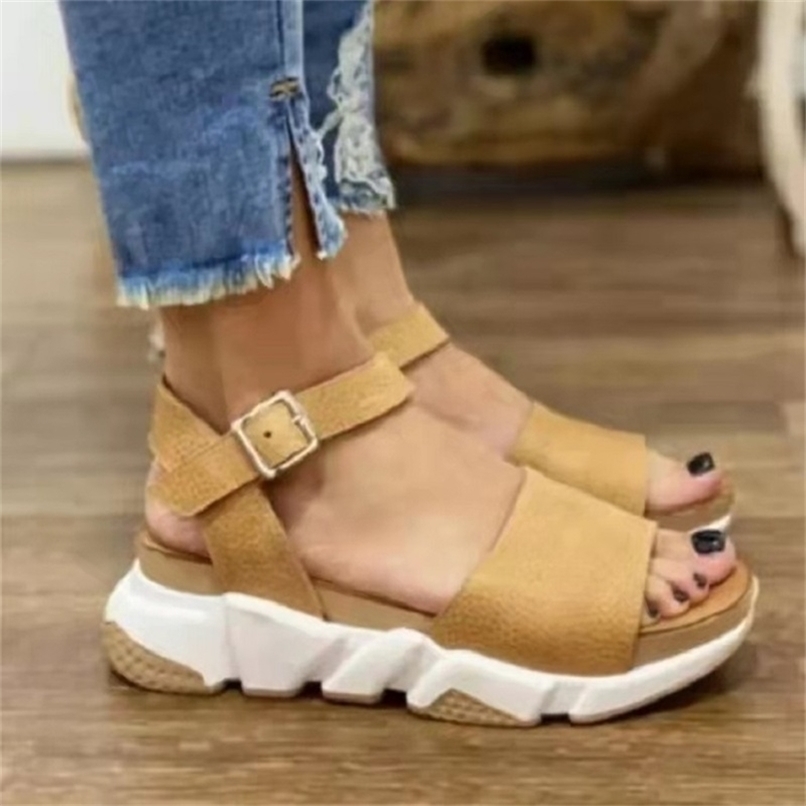 

Wedges Shoes For Women High Heels Sandals Summer Shoes Flip Flop Chaussures Femme Platform Sandals Plus Size 35-43 220406, Brown
