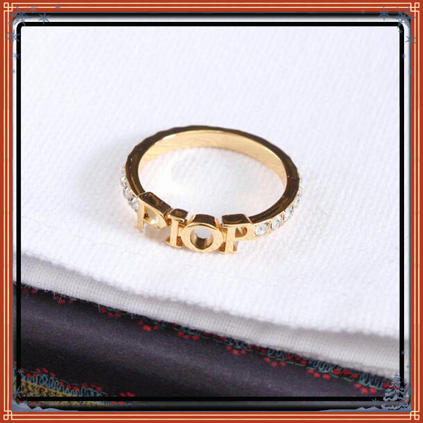 

Fashion designer gold letter band rings bague for women lady Party wedding lovers gift engagement jewelry With BOX7