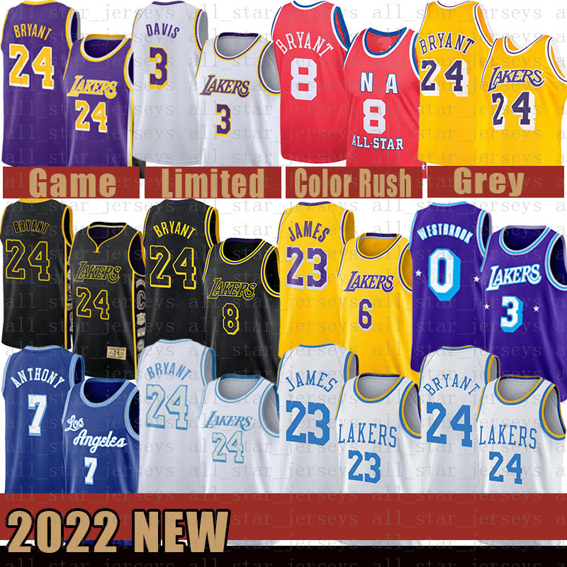 

Black Basketball Jersey 23 6 0 7 Bryant Los Angeles''Lakers''Kobe''Mamba 8 24 LeBron James Russell Westbrook Carmelo Anthony 11