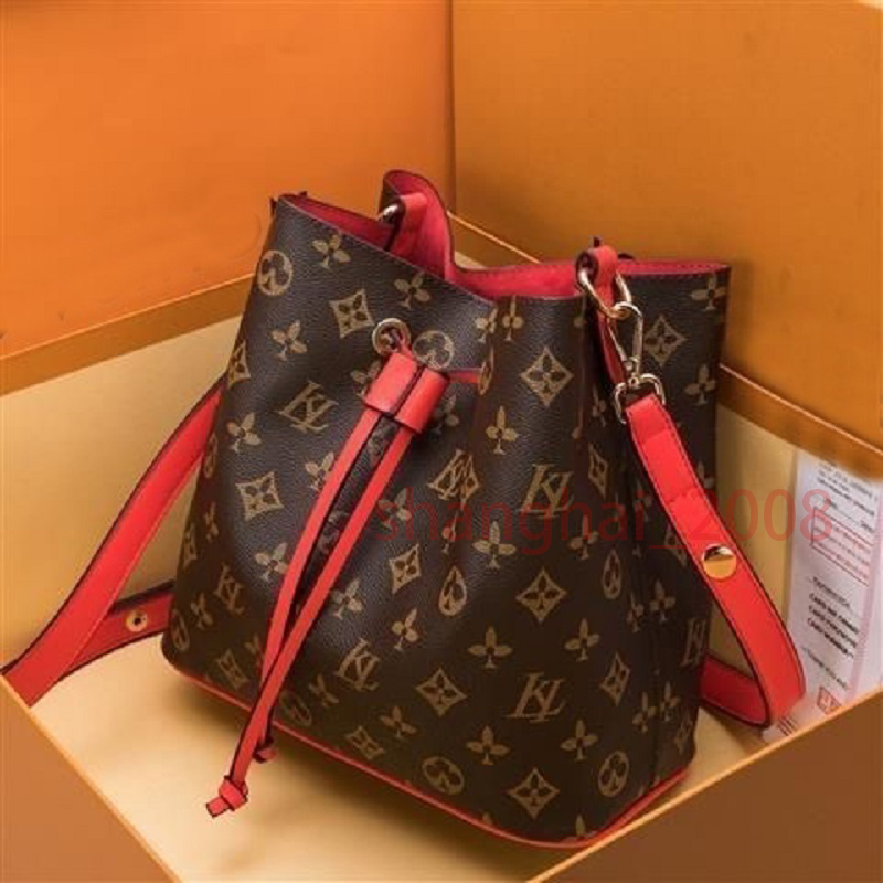 

Hot designer bag Vintage Bucket Handbag Women bags Handbags Wallets for Leather Chain Bag Crossbody Shoulder bags, Brown flwoer brown strap