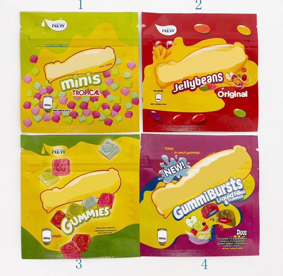

Cannaburst gummies sours sour packing bags 4 types gummy mylar candy resealable Edibles 600mg minis tropical package bag packs jellybeans gumiesburst wholesale