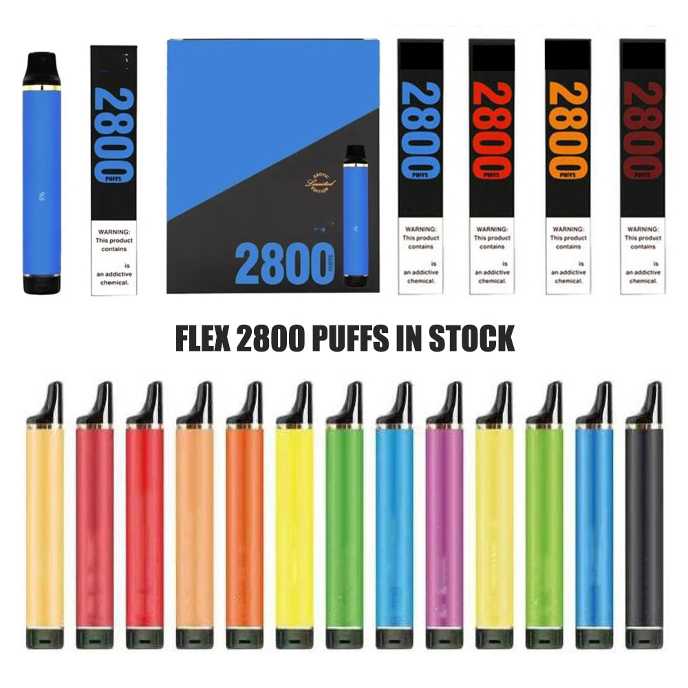

Original E Cigarette PUFFS Flex Max 2800Puffs Disposable Vape Pen Device 8ML 850MAH Battery Prefilled Cartidge Vaporizer with 20 Fresh Fruit Taste