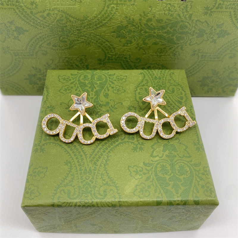 Designer Bijoux De Luxe Femmes Boucle D'oreille Classique Lettre Hoop Boucles D'oreilles De Mode Style Diamant Or Stud Marque Boucles D'oreilles