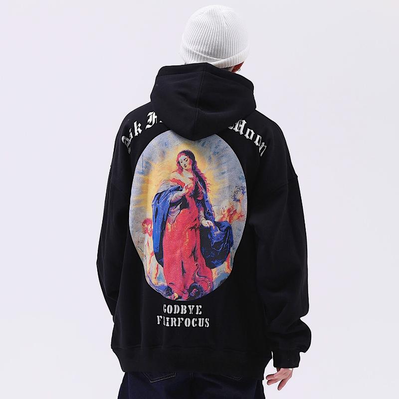 

Men' Hoodies & Sweatshirts Streetwear Hoodie For Men Vintage Graphic Hooded Sweatshirt Cotton PulloverMen, Black