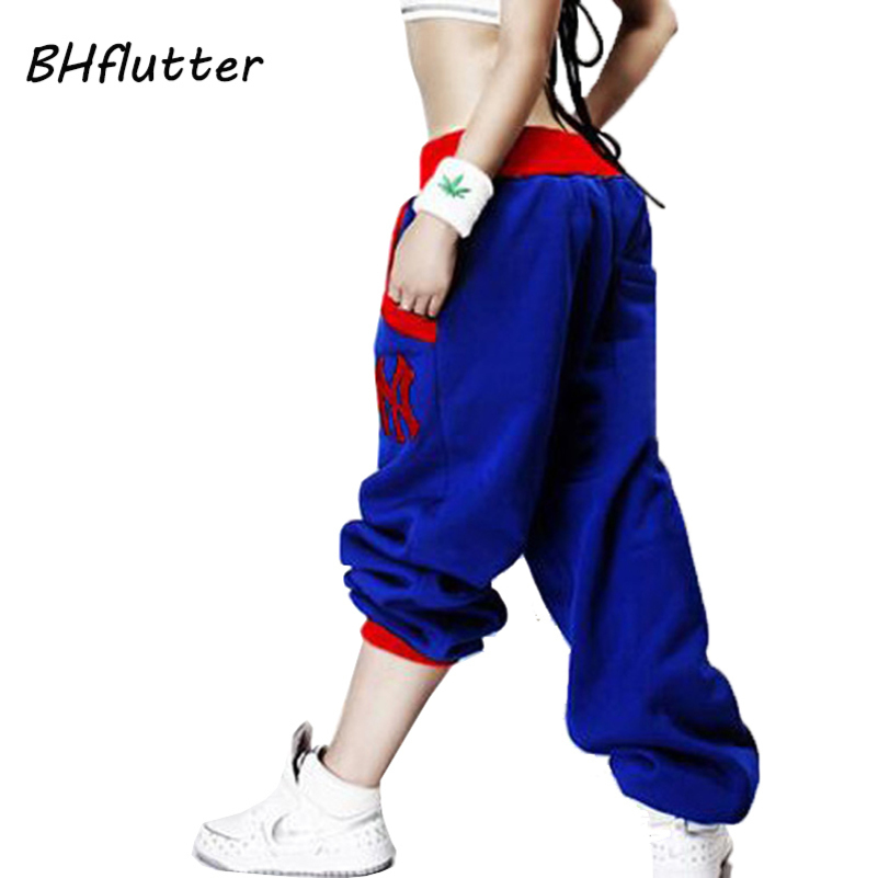 BHflutter Women Pants Embroidery Casual Loose Hip Hop Pants Elastic Low Waist Womens Spring Winter Trousers Harem Pants Y200418