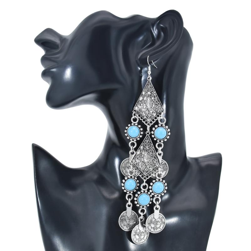 

Dangle & Chandelier Turkish Vintage Metal Jhumka Earrings For Women Boho Big Red Blue Stone Statement Earring Gypsy Tribal Jewelry GiftDangl