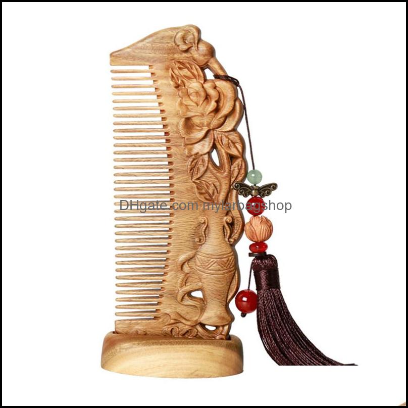 

Chinese Style Products Arts Crafts Gifts Home Garden Wooden Comb Tassels Custom Lettering Genuine Natural Carved Green Sandalwood Mas Ant