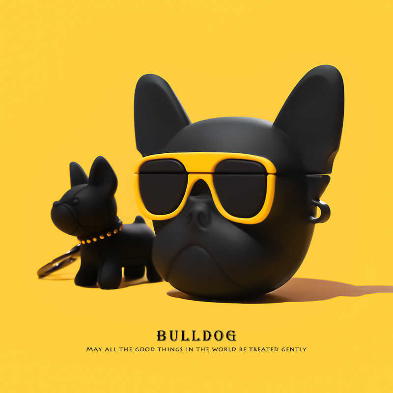 Airplads Apple Soft Silicone Sheath 1 and 2 Pro Avec la conception de musique Bulldog, casque sans fil Bluetooth 2