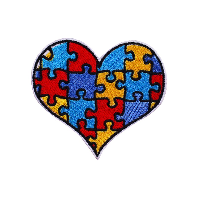 

Love Jigsaw Sewing Notions Embroidery Iron On Patches For Clothes Shirts Jacket Hats DIY Custom Patch