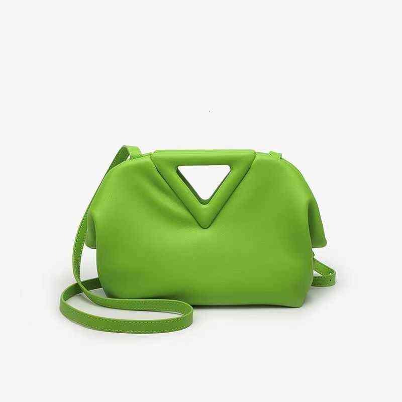 

2022 Inverted Triangle Cloud Leather Single Shoulder Diagonal Span Portable Armpit Clip Niche Design Bag, Sky blue