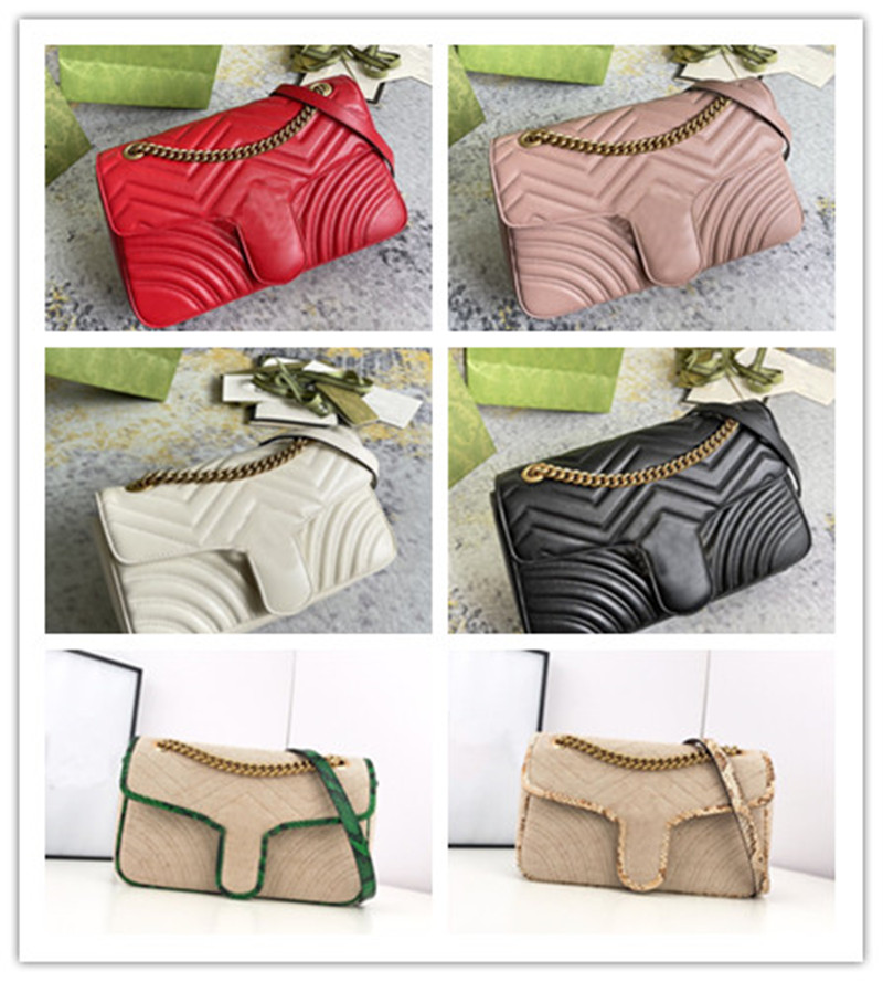 

Designer Luxury Marmont Matelasse 443497 Shoulder Bag Small Hibiscus Red Leather Chain Crossbody Shoulder Bags Best quality Size 26*15*7CM 11AK