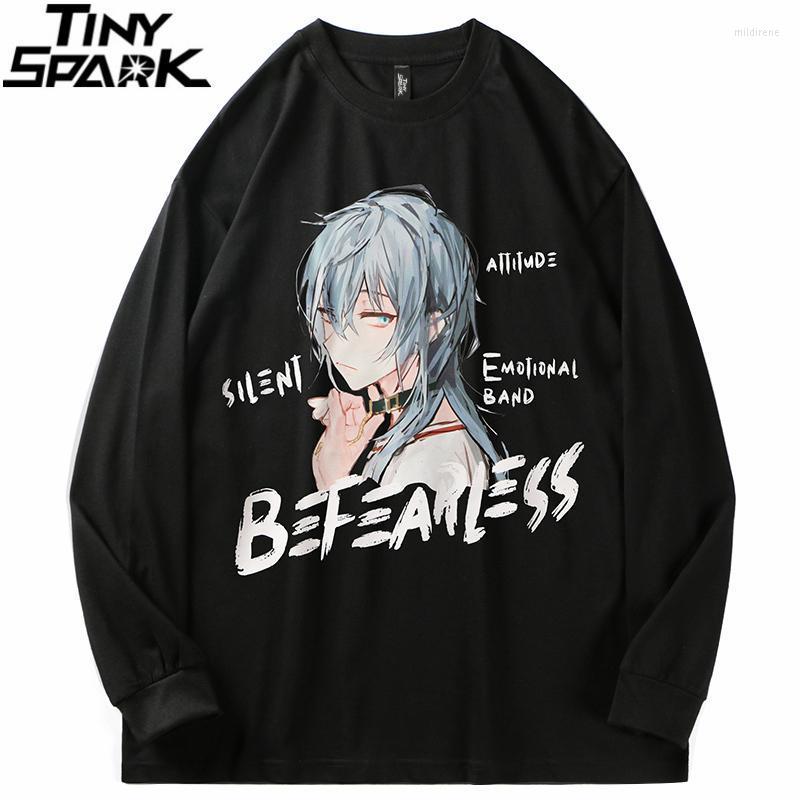 

Men' T-Shirts Hip Hop Anime Letter Print T Shirt Men Streetwear Harajuku Cotton T-Shirt Casual Loose Long Sleeve Tshirt 2022 Autumn Tops Te, A968511 white