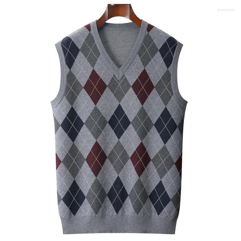 

Men's Vests Spring Men V-neck Vest Sweater Straight Loose Elasticity Sleeveless Diamond Knitting Pullover Male Plus Size 7XL 8XL Guin22, 871-apricot