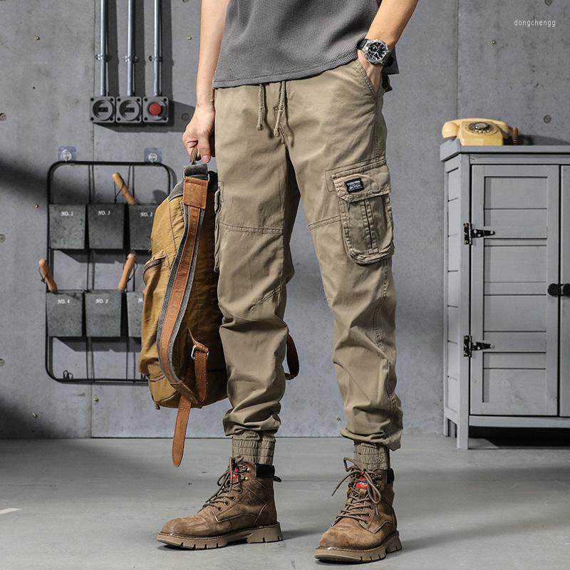 

Men's Pants Pockets Cargo Men Korean Fashion Trends Slim Fit Outdoor Clothes Teen Plus Size Hiking Streetwear Bottoms Casual TrouserMen's, Army green