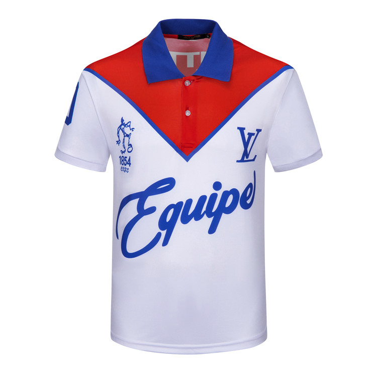2022 Spring and Summer Tops British British Men's Men's Casual Polo Version cor￩enne de The Trend Youth Slim Letter Printing Shirts ￠ manches ￠ m