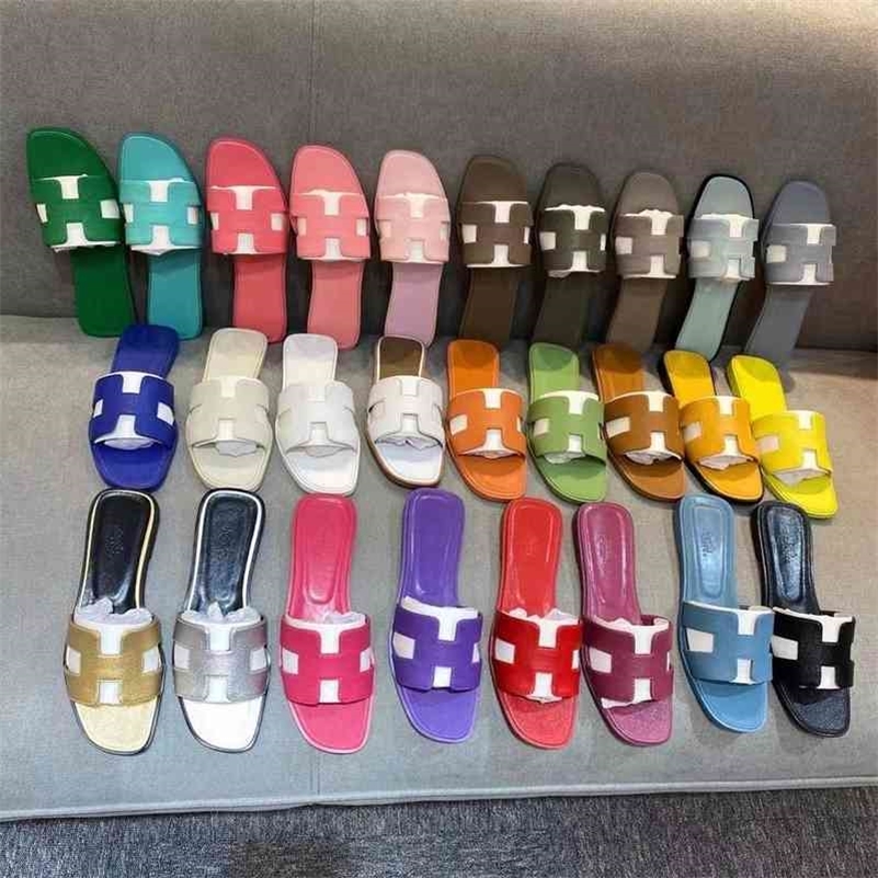 Slide Herme Sandals Designer Women Slippers h 2022 Organ Summer Wear Leater Flat Beac