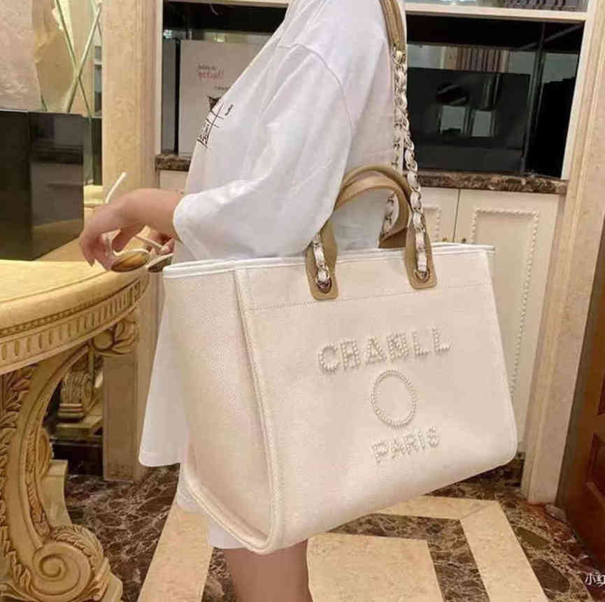 Sacs de plage de luxe de concepteur classique Canvas Pearl Sof Sac Brand ch choptable shopping grande capacité sac à main sacs à main