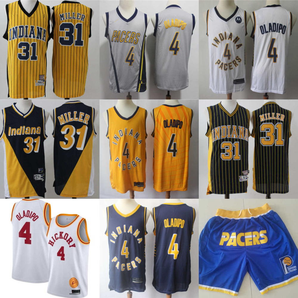 

Indiana''Pacers''Men jersey Throwback Reggie 31 Miller Victor 4 Oladipo Basketball Shorts Basketball Jersey Black yellow white blue, Color
