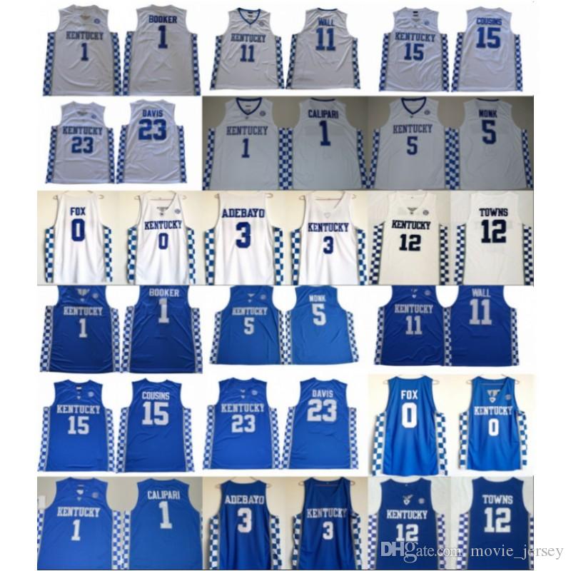 

NCAA College Basketball Jersey 0 Fox 5 Monk 3 Adebayo John 11 Wall 12 Towns 15 Cousins Anthony 23 Davis Devin 1 Booker, As