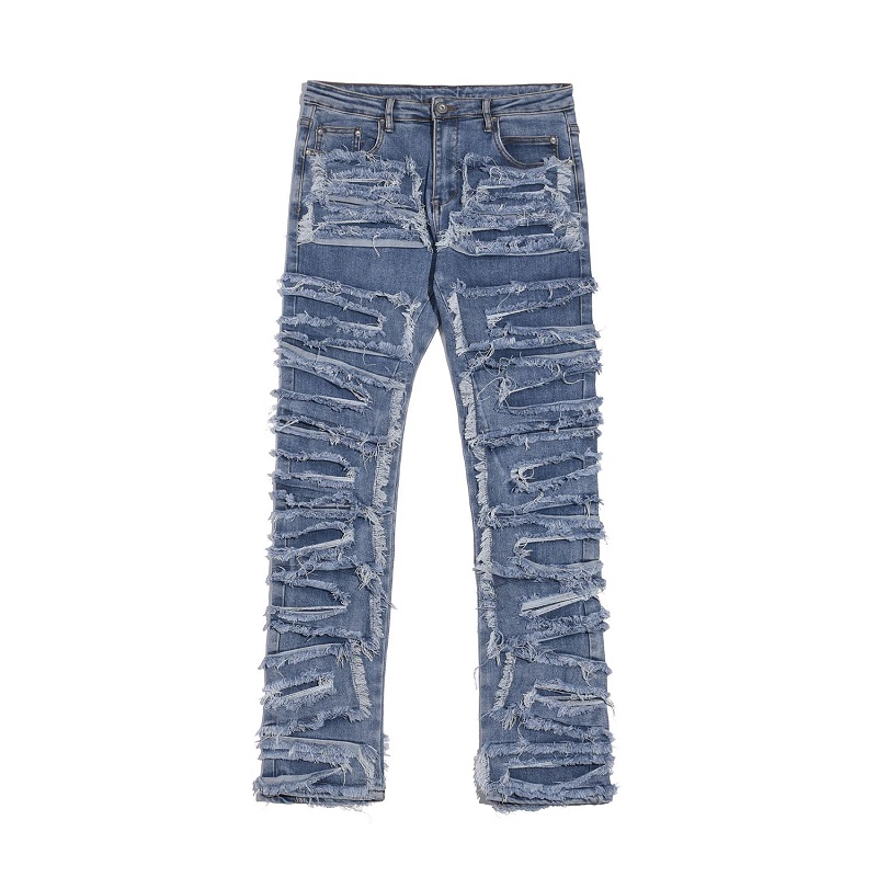 

22SS Washed Denim Pants Men Women EU Size Heavy Fabric Jeans Fashion Pants, Blue