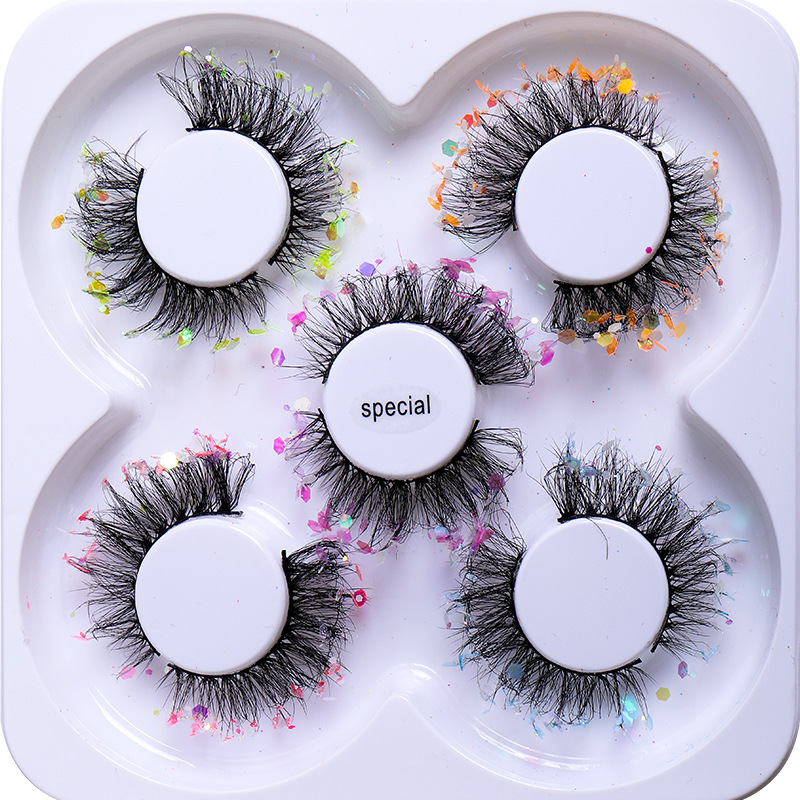 Hand Made Thick Curly Sequined False Eyelashes Extension Soft & Vivid Messy Crisscross 3D Fake Lashes Eyes Makeup Accessory 8 Models DHL-image-758825093