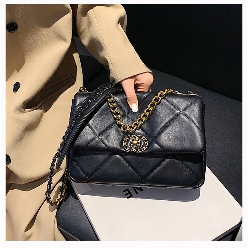 

60% OFF 2022 trendy bags High sense soft leather Lingge chain bag women's autumn new fashion small Single Shoulder Messenger Bag, White