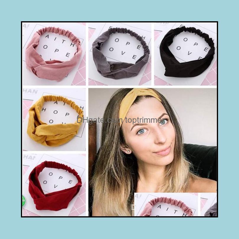 

Women Designer Headband Suede Vintage Cross Knot Elastic Hair Bands Soft Solid Girls Hairband Accessories Drop Delivery 2021 Baby Kids Ma, As show