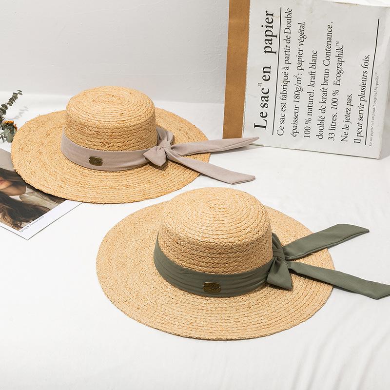 

Wide Brim Hats Straw Hat Streamer Fashion Women's Retro Shade Woven Sun Protection Vacation For WomenWide, Sk9689-d