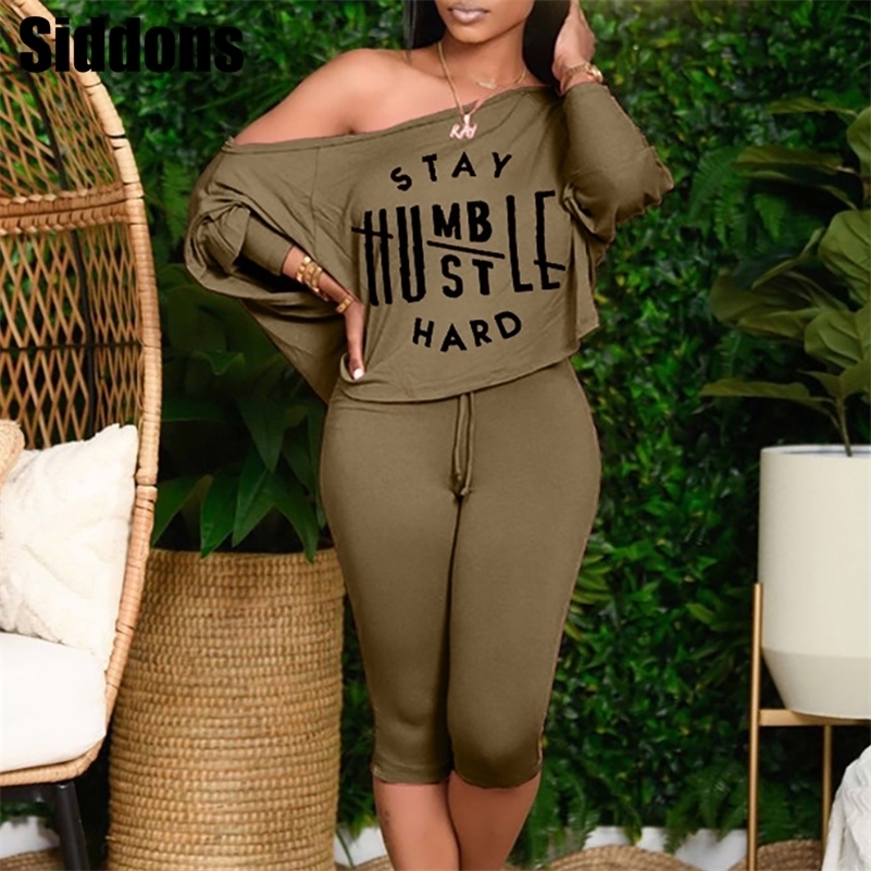 

Women 2 Pieces Batwing Sleeve Letter Print Crop Top and Drawstring Pants Sets 220813, Gray