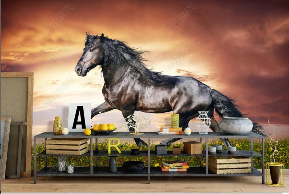 

Custom photo mural 3d wallpaper on the wall Beautiful atmosphere horse sky grassland background painting home decor living room wallpaper for walls 3 d bedroom, Non-woven wallpaper