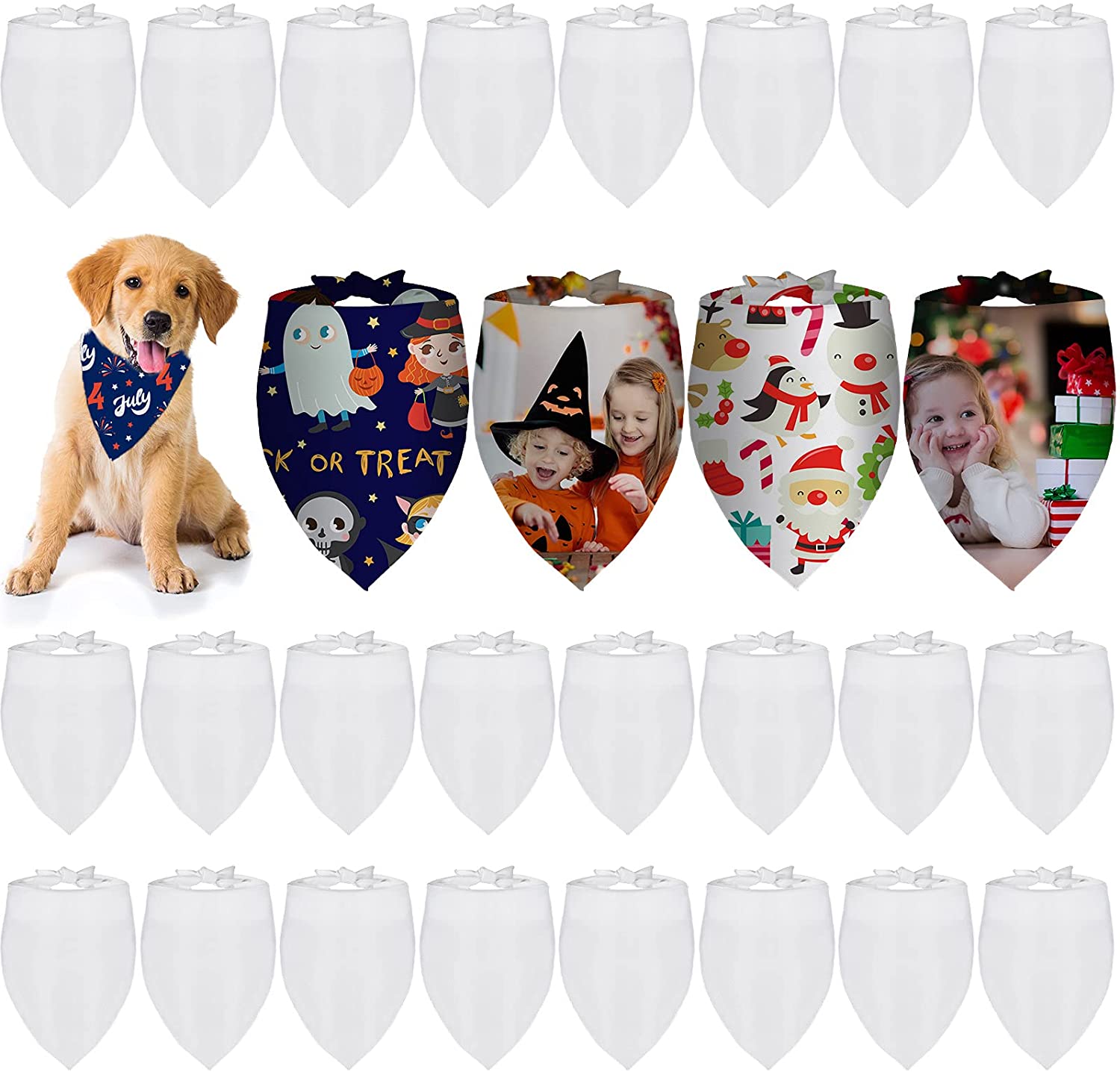 

Blank Dog Bandanas Solid White DIY Pet Bandanas Triangle Scarf Pet Heat Transfer Triangle Bibs Accessories For Dogs Puppy Cats