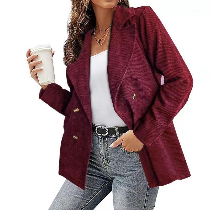 

Women' Suits & Blazers Casual Corduroy Blazer Women Jacket Fashion Elegant Button Spring Autumn Long Sleeve Coat Office Ladies Plus Size Cl, Black