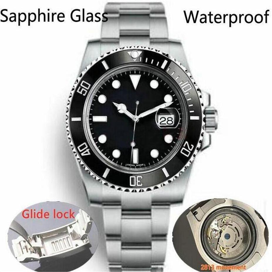 

2019 Glide Lock Luxury Ceramic Bezel Sapphire Mens 2813 Mechanical Automatic Movement SS Fashion Watch men's designer Watches289q, Extra shipping;no watch