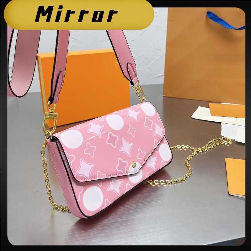 

Mirror Handbag Women Shoulder Bag POCHETTE FELICIE M81142 with BOX Embossed Flower Leather Clutch Luxury Designer Crossbody Messenger Bags