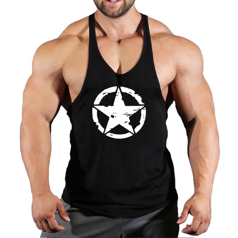 

Men's Tank Tops Bodybuilding StrongTank Man Cotton Gym Sleeveless Shirt Men Fitness Vest Singlet Sportswear Workout Tanktop, Black