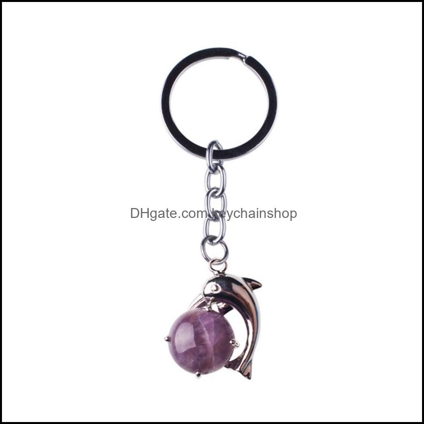 

Key Rings Jewelry 10 Pcs Sierl Plated Chain Lovely Dolphin Amethyst Stone For Gift Green Aventurine Animal Jewelr Drop Delivery Dh8St