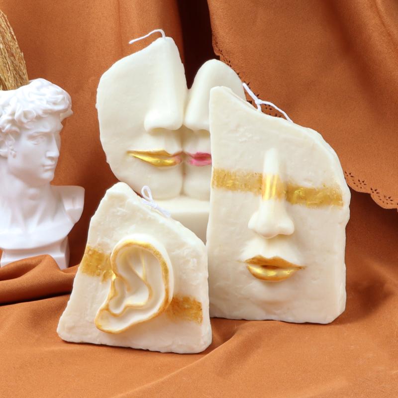 

Craft Tools Body Shape Facial Features Soap Mould Portrait Plaster Abstract Face Ear Silicone Candle Mold For Resin