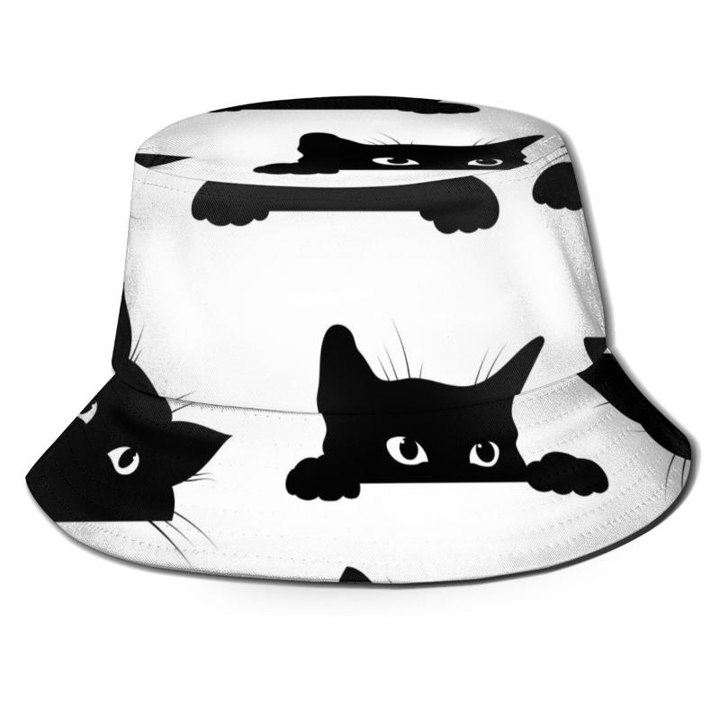 

Berets CINESSD Black Cats Looking Out Of The Corner Bucket Hat Summer Hats Fisherman Foldable Women Men Sunscreen Shade Caps, Black 10