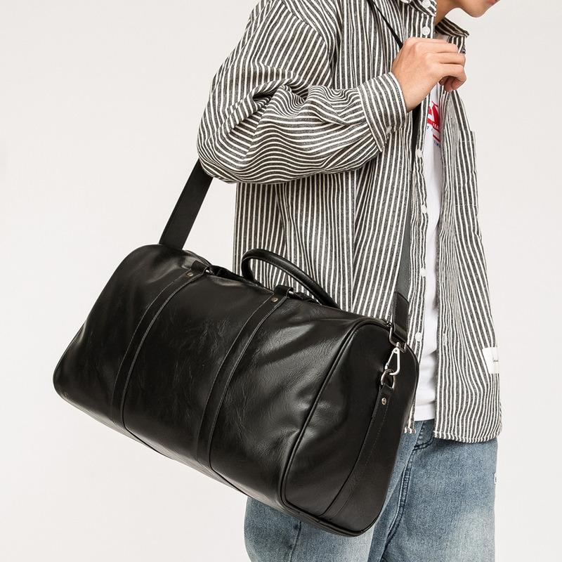 

Duffel Bags Large Capacity Thick Leather Luggage Waterproof Travel Duffle Bag Handbag Men's Shoulder Women Weekend Travelling BlackDuffe, As pic