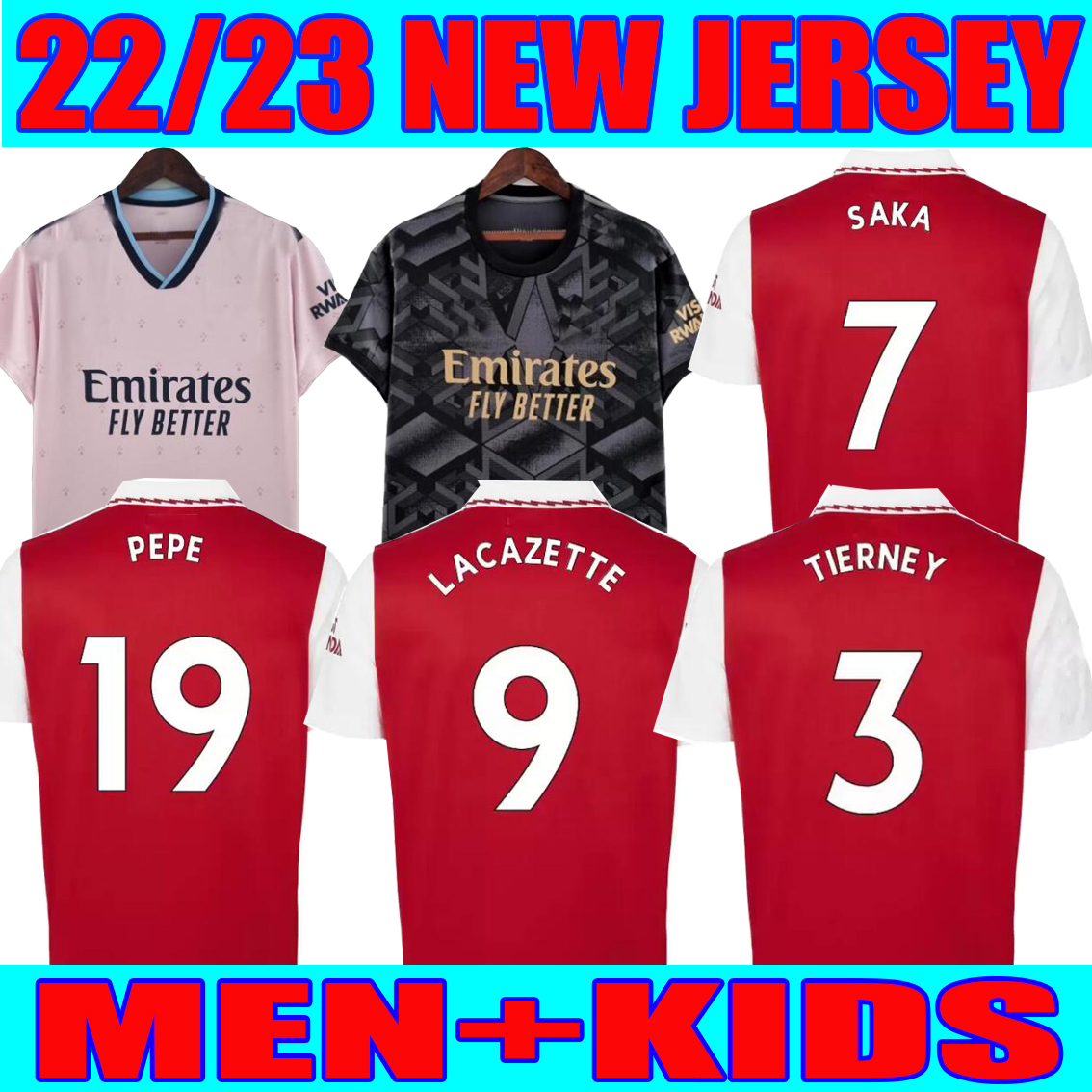 

22 23 PEPE SAKA jerseys Fans Player version Gunners ODEGAARD THOMAS WILLIAN NICOLAS TIERNEY SMITH ROWE ARSen 2022 2023 soccer football shirt Men Kids kit, 22-23 away(fans)