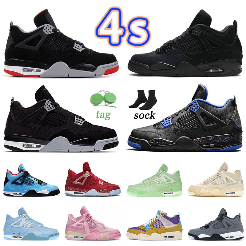 Black Clection mens 4 4s basketball shoes fashion blackcats canavs new bred red thunder wings Raptors Starfish union offs noir court purple white sneakers trainers