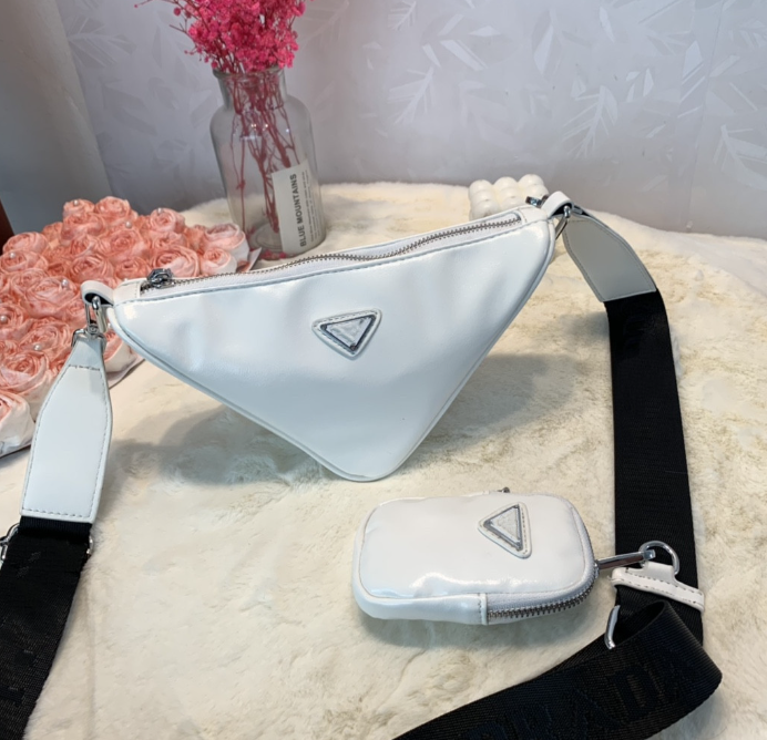 Casual Crossbody Trendy Cool Solid Color Pu Triangle Bag with Small Wallet Fashion All-Match Shoulder Crossbody